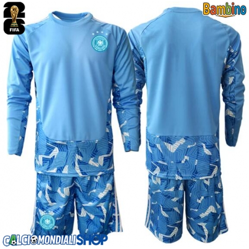 Maglie da calcio Germania Portiere Seconda Maglia Bambino Mondiali 2026  Manica Lunga + Pantaloni corti)